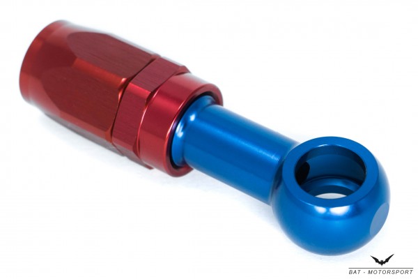 Dash 6 / -6 AN / JIC 6 M12 (12.3mm) Eye Banjo NBR Hose Fitting Red/Blue Anodized